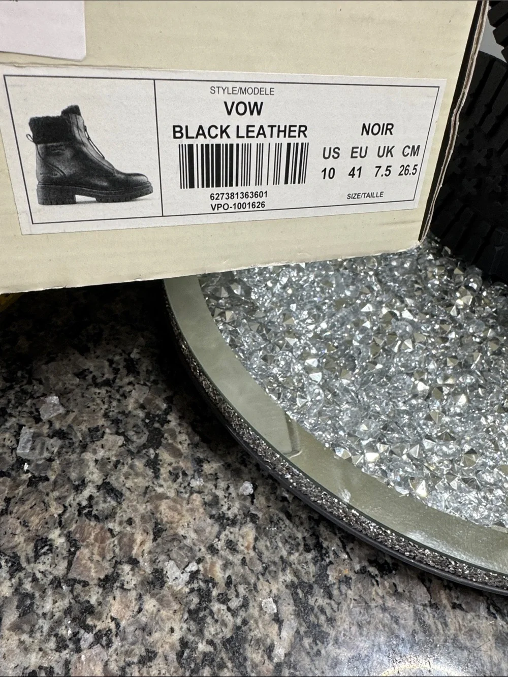 Cougar Vow Black Waterproof Leather Winter Ankle Boots with Shearling Cuff NEW